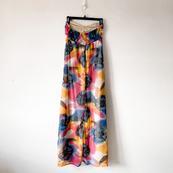 Charlotte Russe Strapless Chiffon Floral Maxi Dress Sz S - Picture 4 of 7